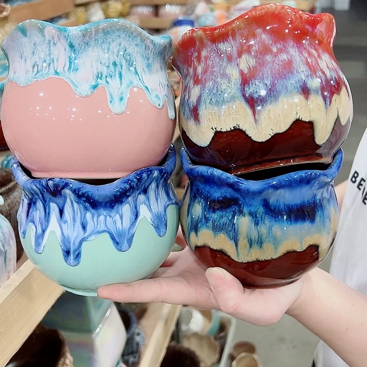 有孔，凑单福利满10元发货陶瓷多肉花盆！