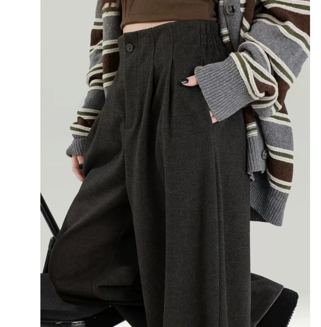 【现货+运费险】668秋冬超柔显瘦加厚阔腿裤垂感慵懒风休闲裤2358#