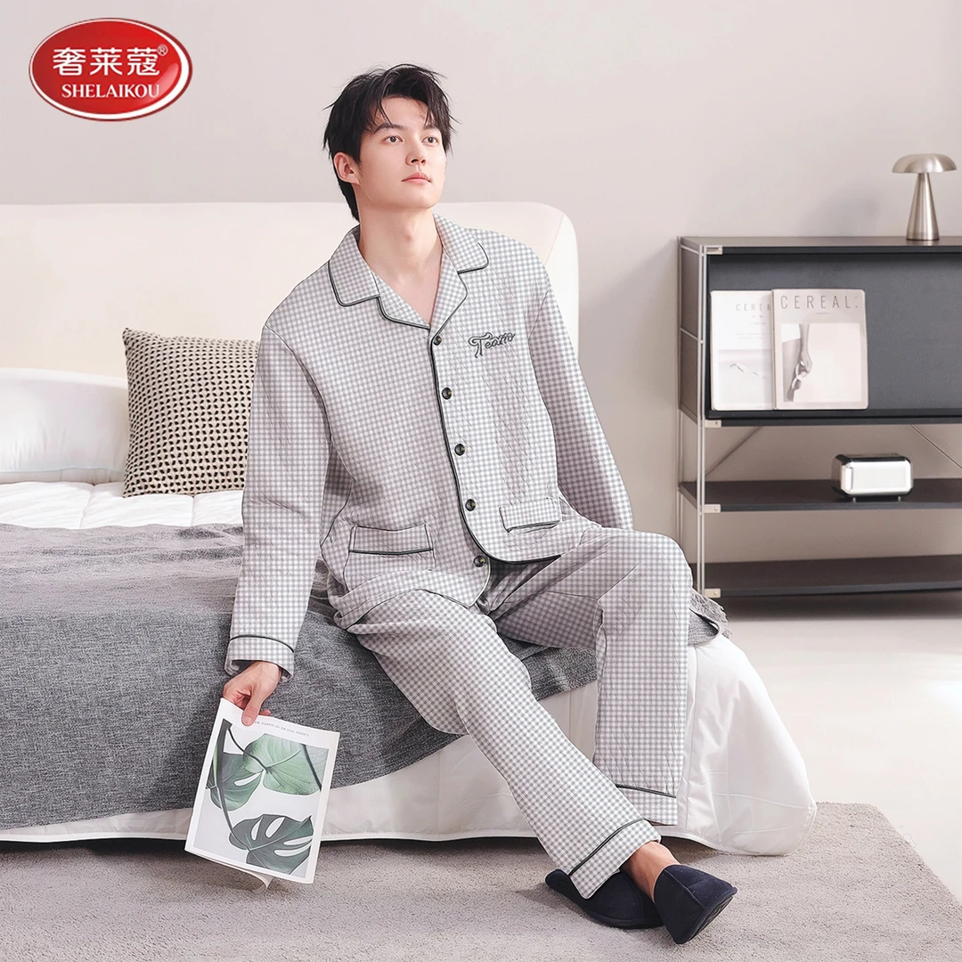 【双面夹层棉+保暖】男士睡衣实体品质冬季加厚锁温抗静电睡衣套装