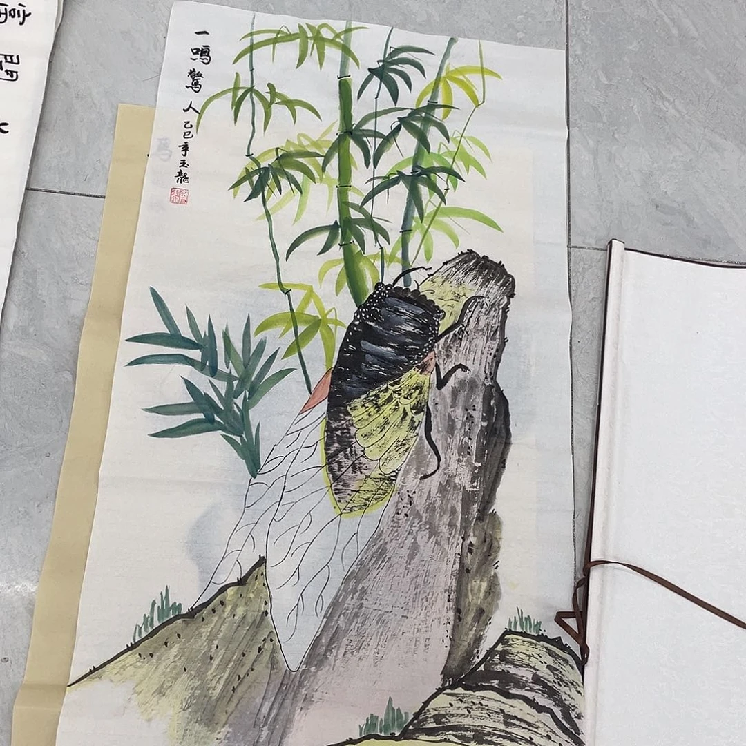 国画国画作品书法作品原稿三尺知了