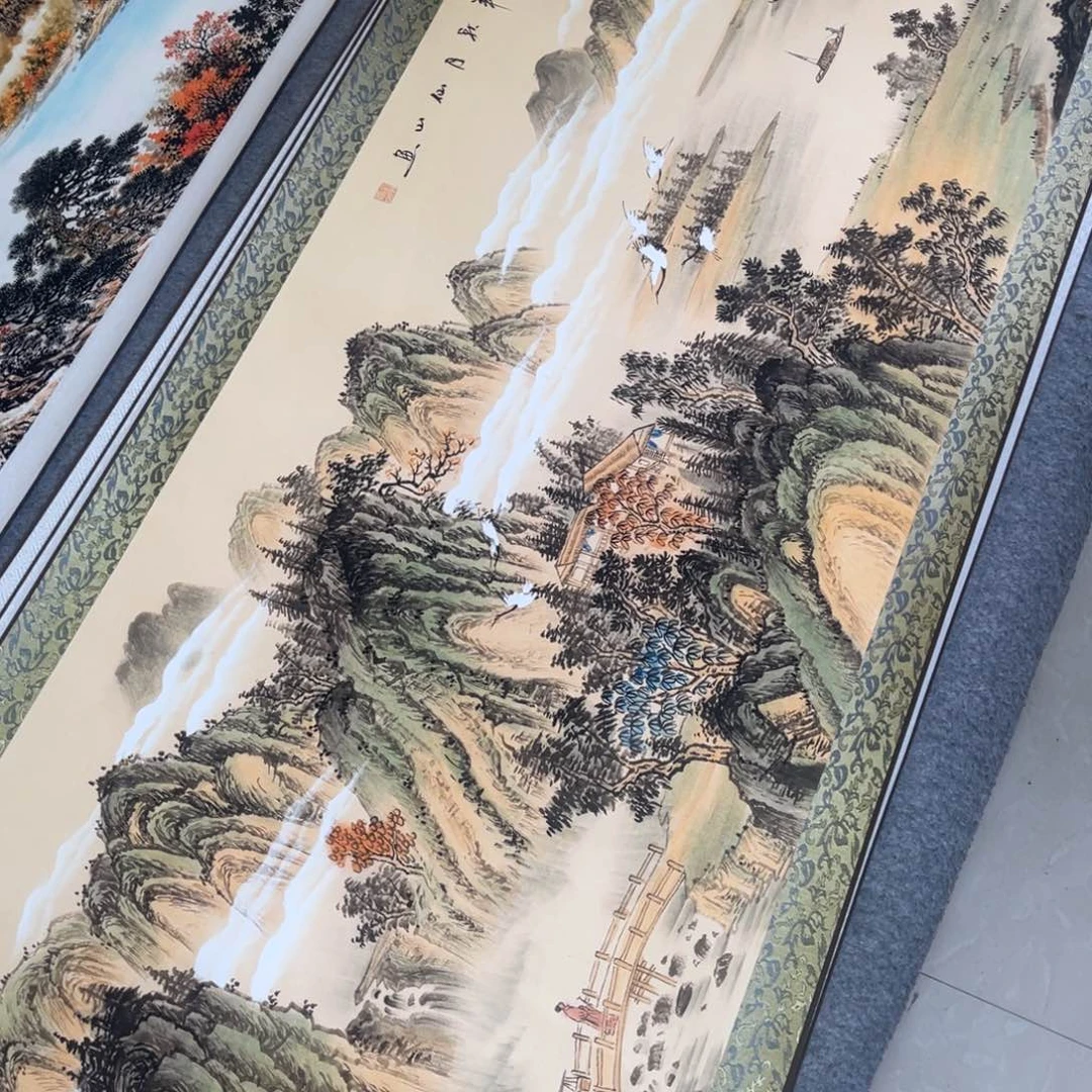 溪山隐逸六尺横幅东方美学装饰画210*70