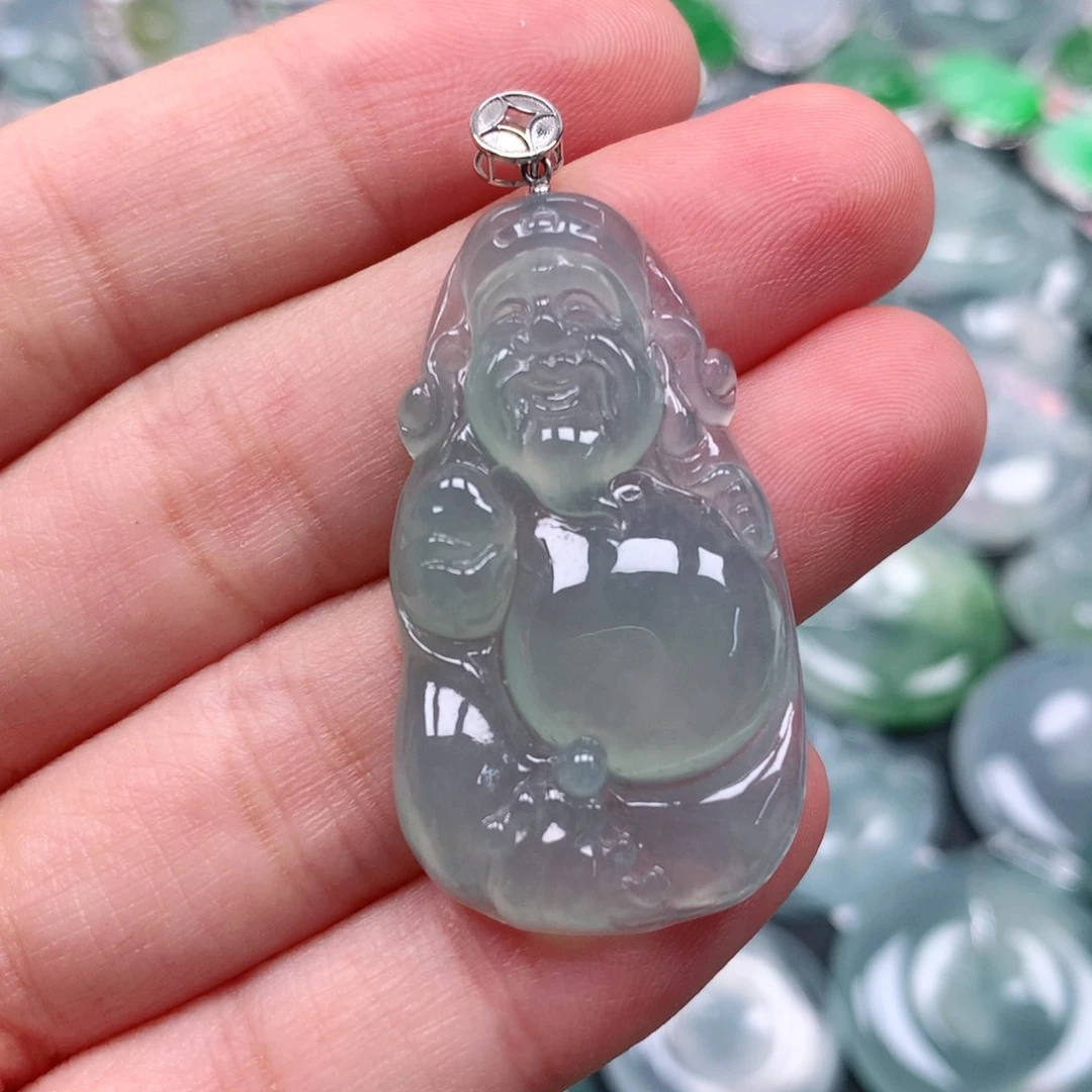 颈饰18K金镶嵌翡翠天然翡翠