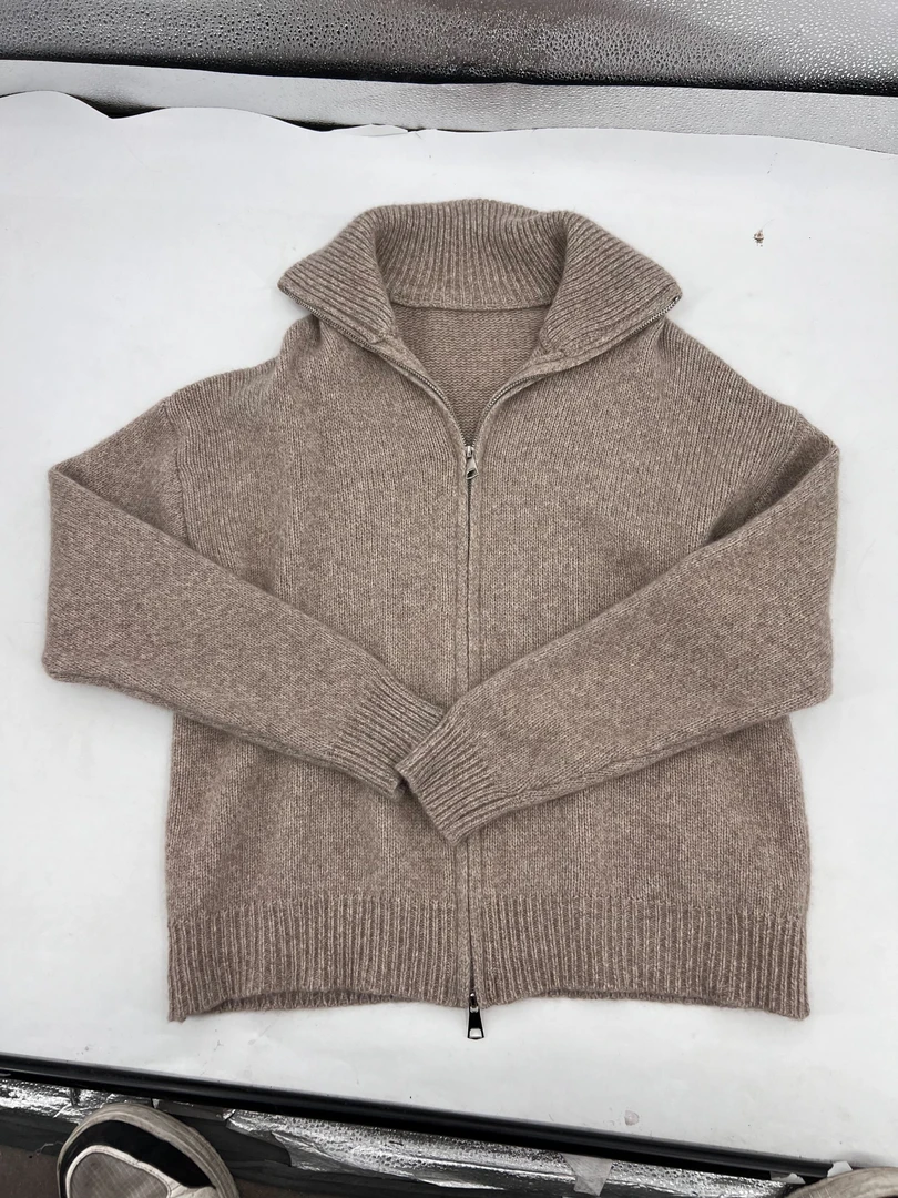 加厚立领时尚毛针织衫帽衫高领连帽长袖厚款拉链休闲A10-65