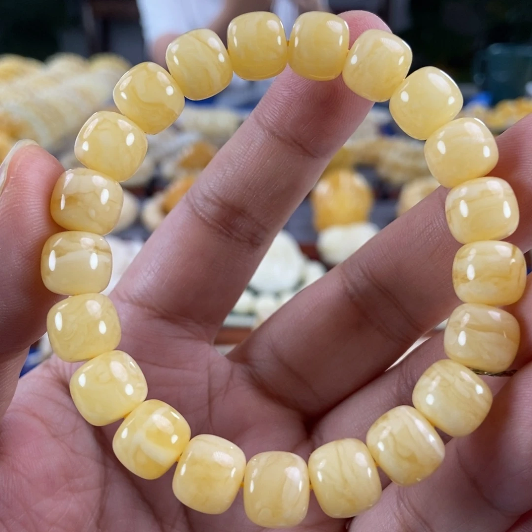 琥珀未镶嵌珠宝奇石10+虎皮纹老型手串15