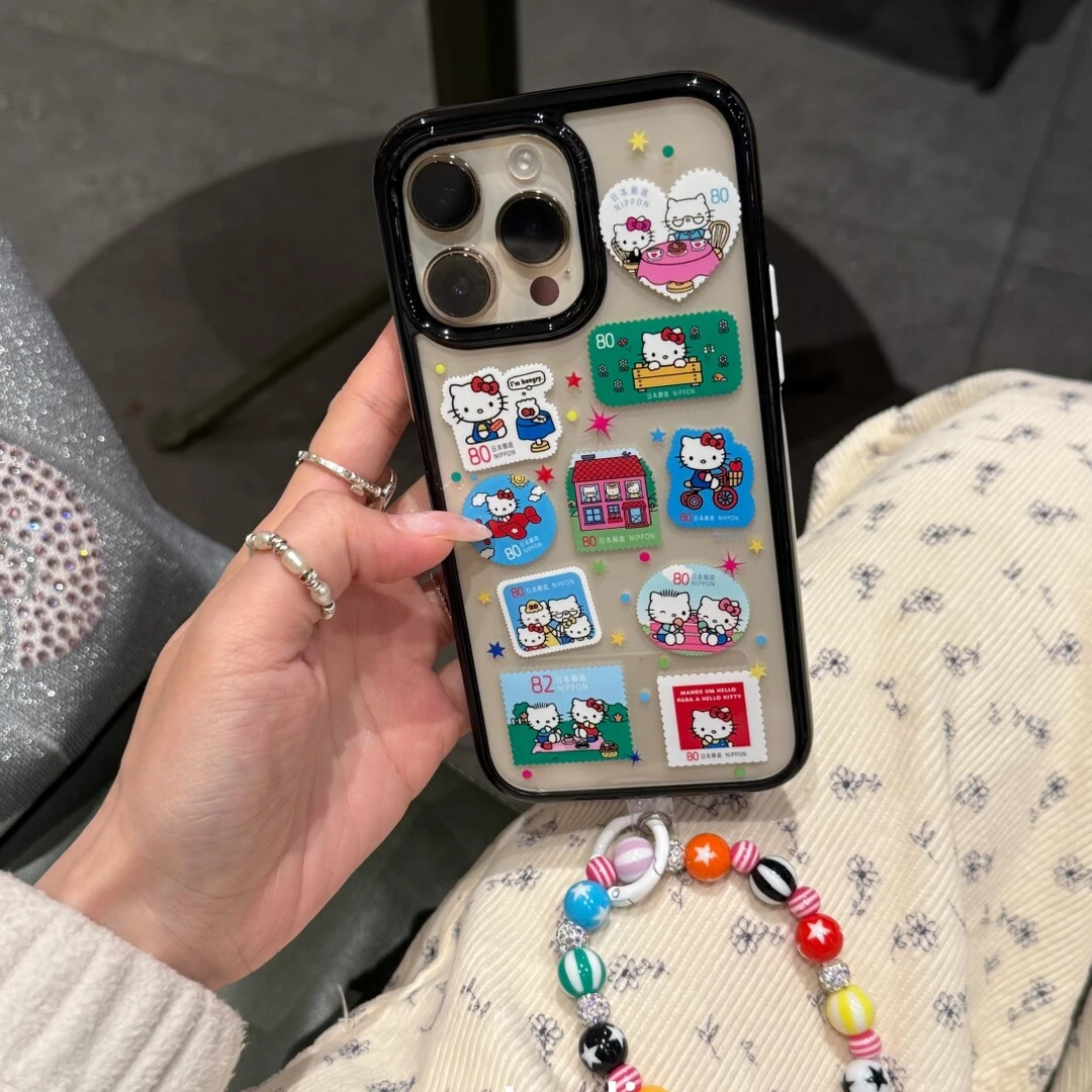 可爱卡通复古猫咪插画适用于苹果16promax手机壳15保护套1413透明