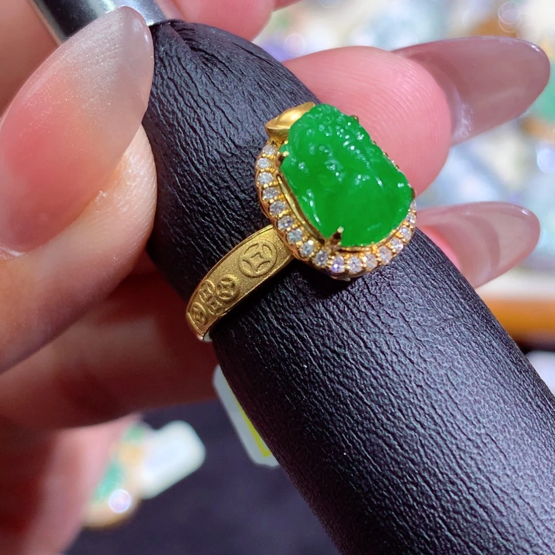 翡翠18K金镶嵌吊坠(不含链)