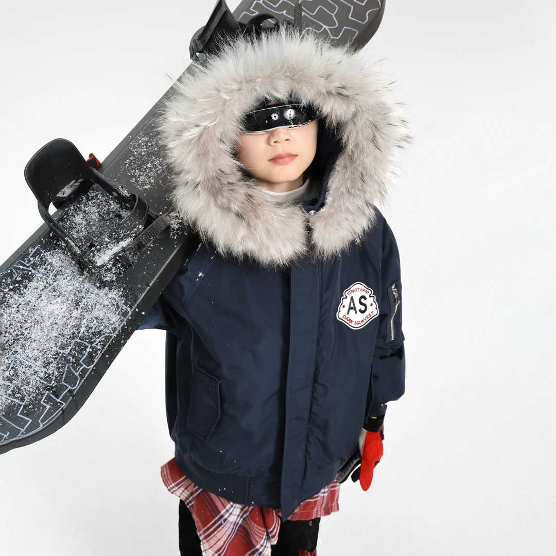 【现货现发】男童秋冬2025新款休闲运动夹棉加厚连帽毛领棉服6204