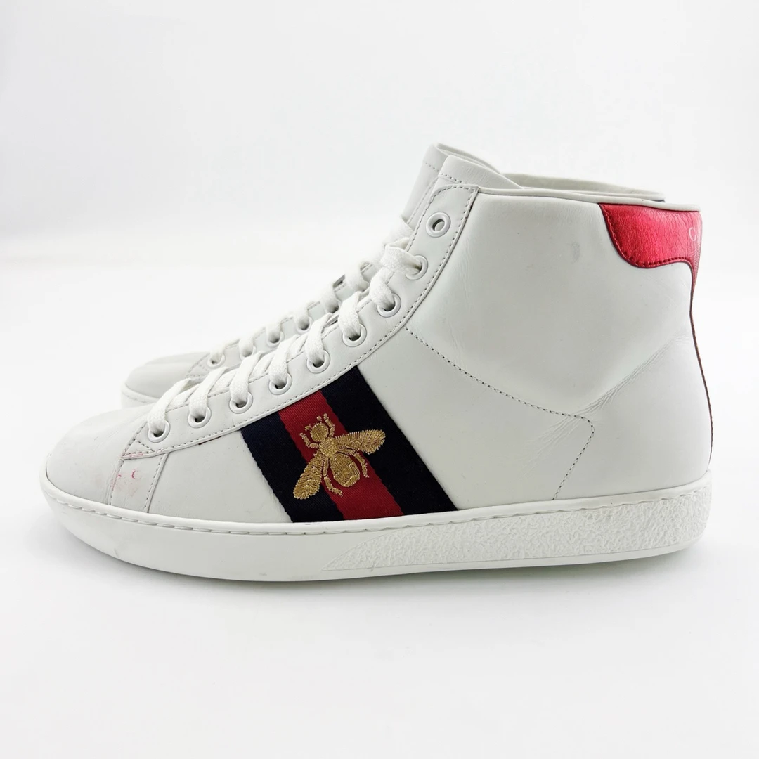 95新 GUCCI/古驰 40.5码-43码/三拼高帮小蜜蜂刺绣板鞋