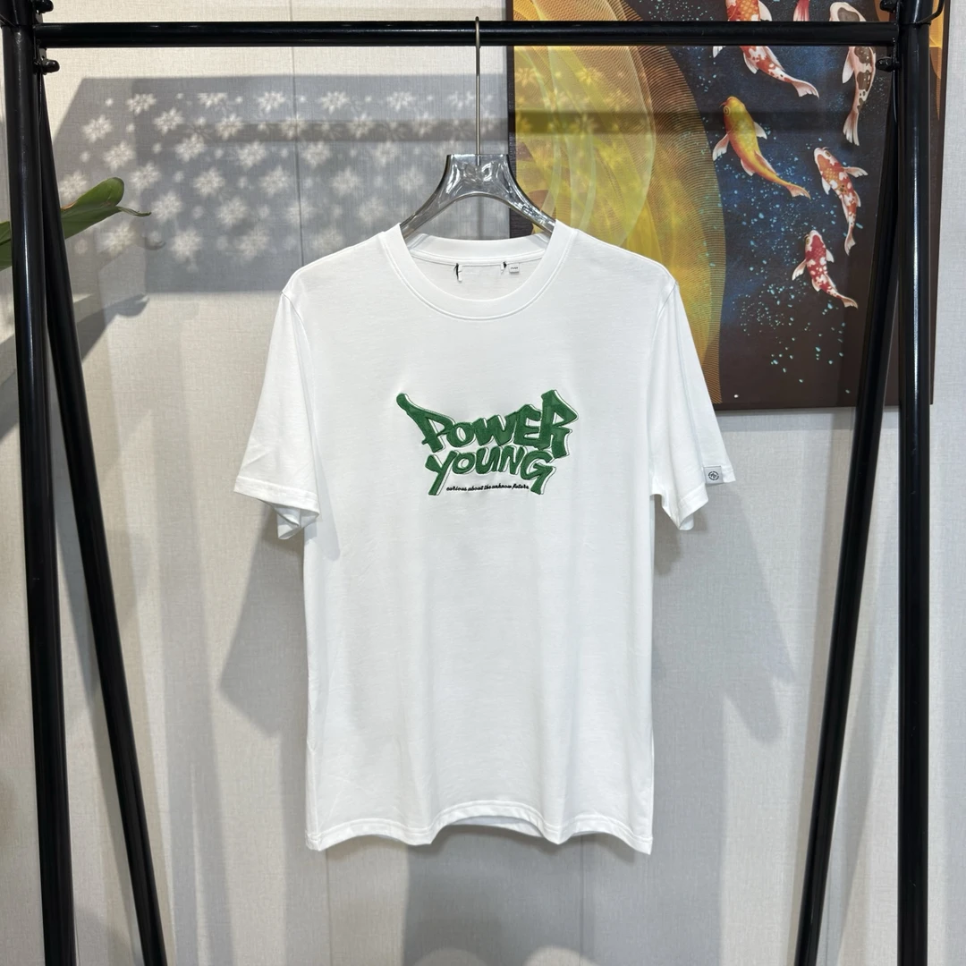 D818【夏季薄款】宽松短袖Tins字母刺绣百搭休闲撞色设计情侣款xdf