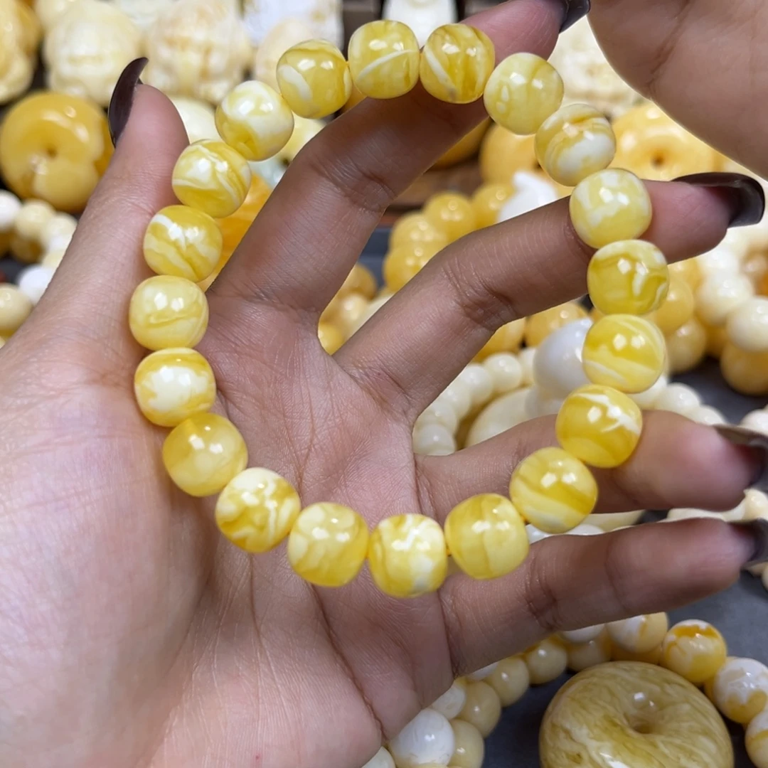 琥珀未镶嵌手串11+