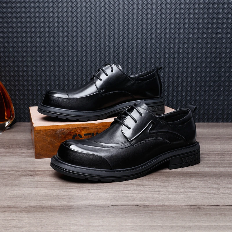 【断码清仓】大头皮鞋男头层牛皮脚胖脚宽商务休闲真皮德比牛皮鞋