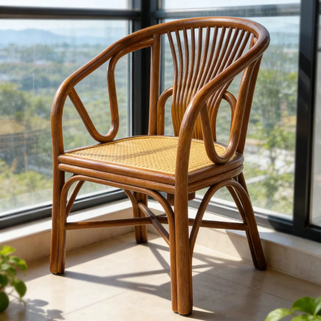 丰川藤艺藤椅家用藤编圈椅简约复古客厅阳台手工藤编桌椅