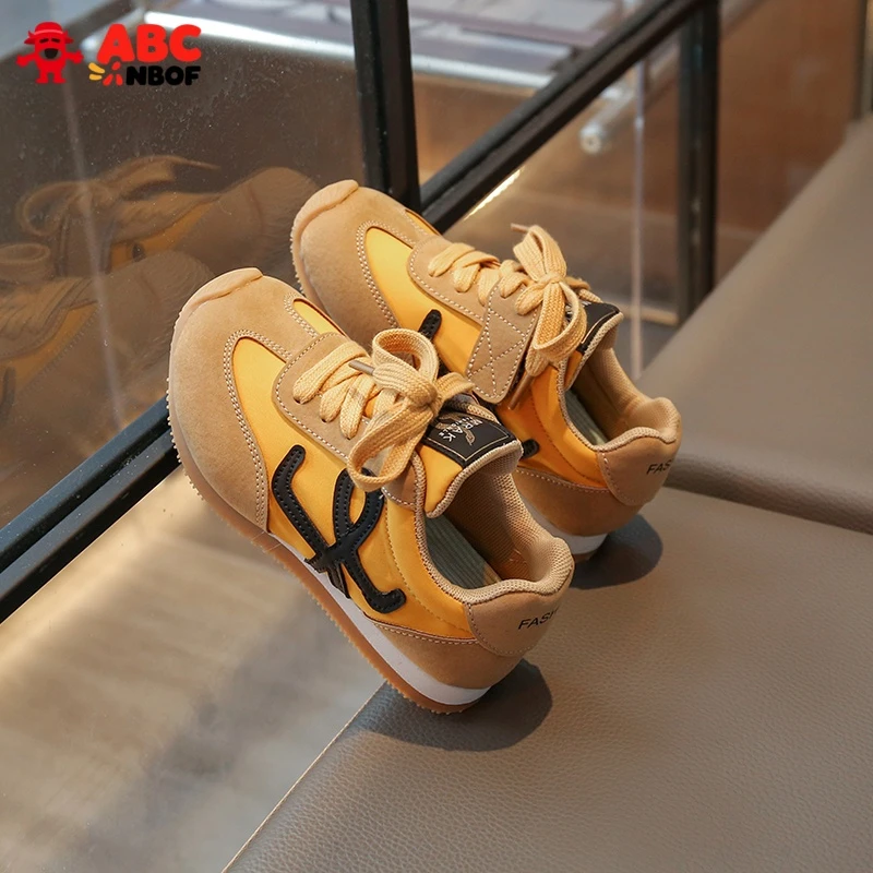 ABC NBOF童鞋女童运动鞋潮流春秋新款皮面防水中大童男孩子休闲鞋