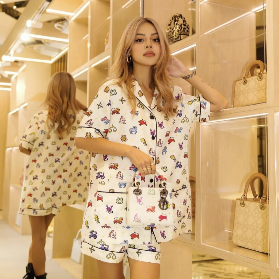 未使用 DIOR/迪奥 星座系列白色桑蚕丝衬衫 34/36码 GM003710