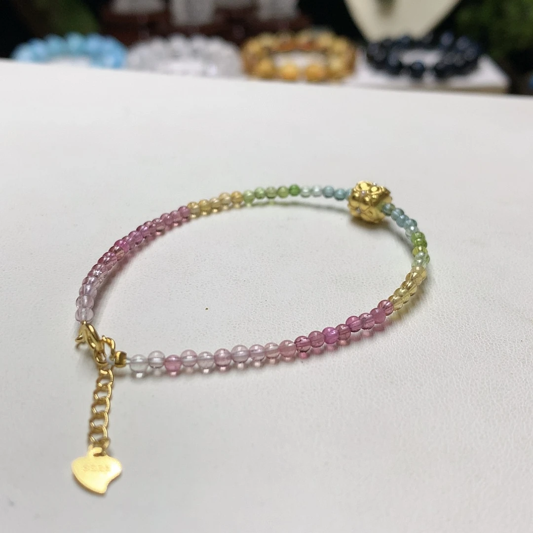 碧玺手链银S925镶嵌手链