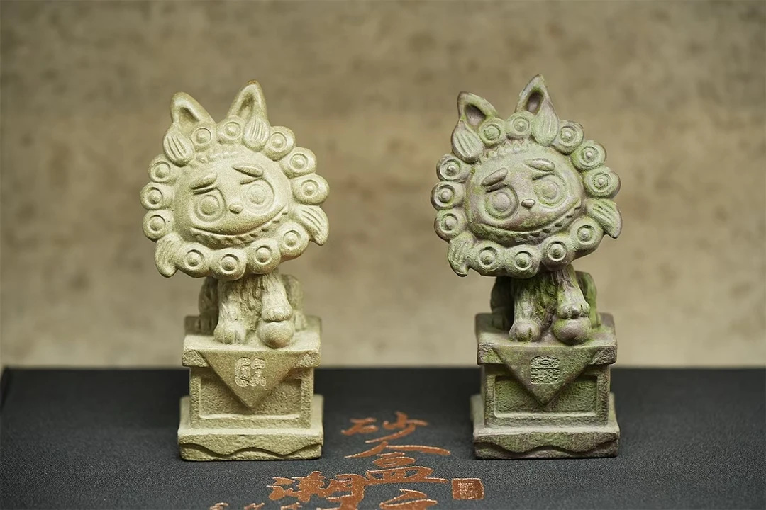 原创紫砂石敢当欧皇招财小石狮