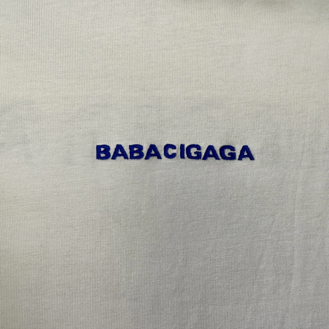 【niko出品】25巴子新款白蓝刺绣小破坏复古落色做旧百搭宽松T恤