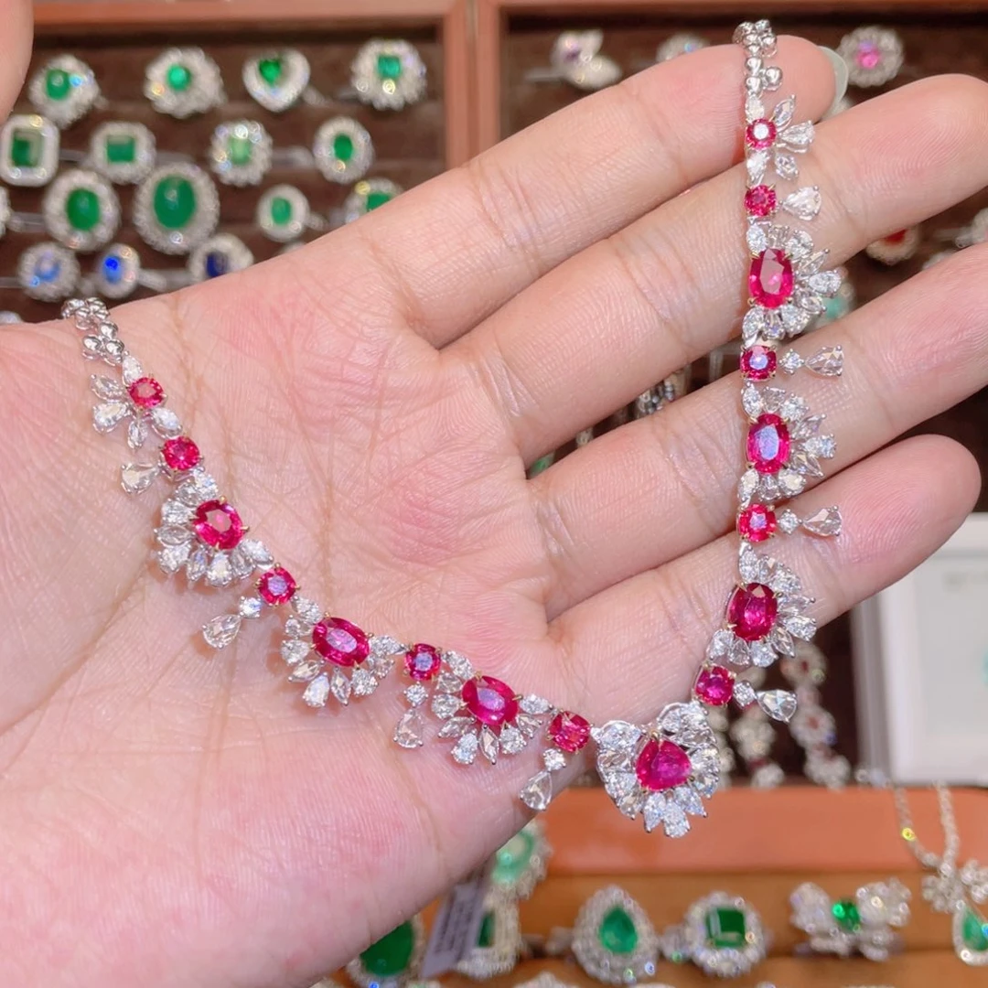 颈饰18K金镶嵌红宝石7.03ct 无烧鸽血