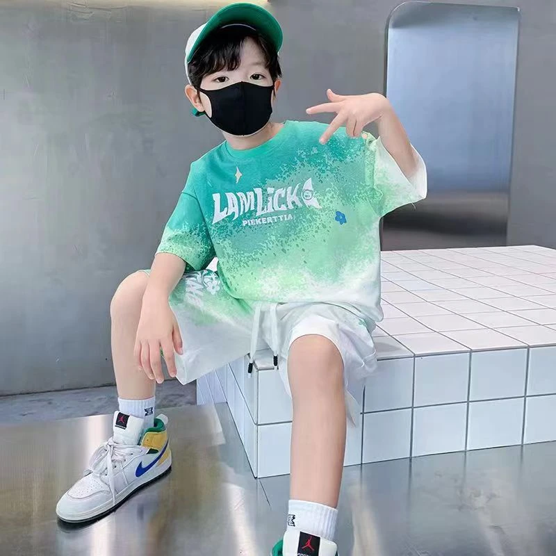 男童套装夏季时尚速干两件套中大儿童休闲篮球服训练服男孩运动装