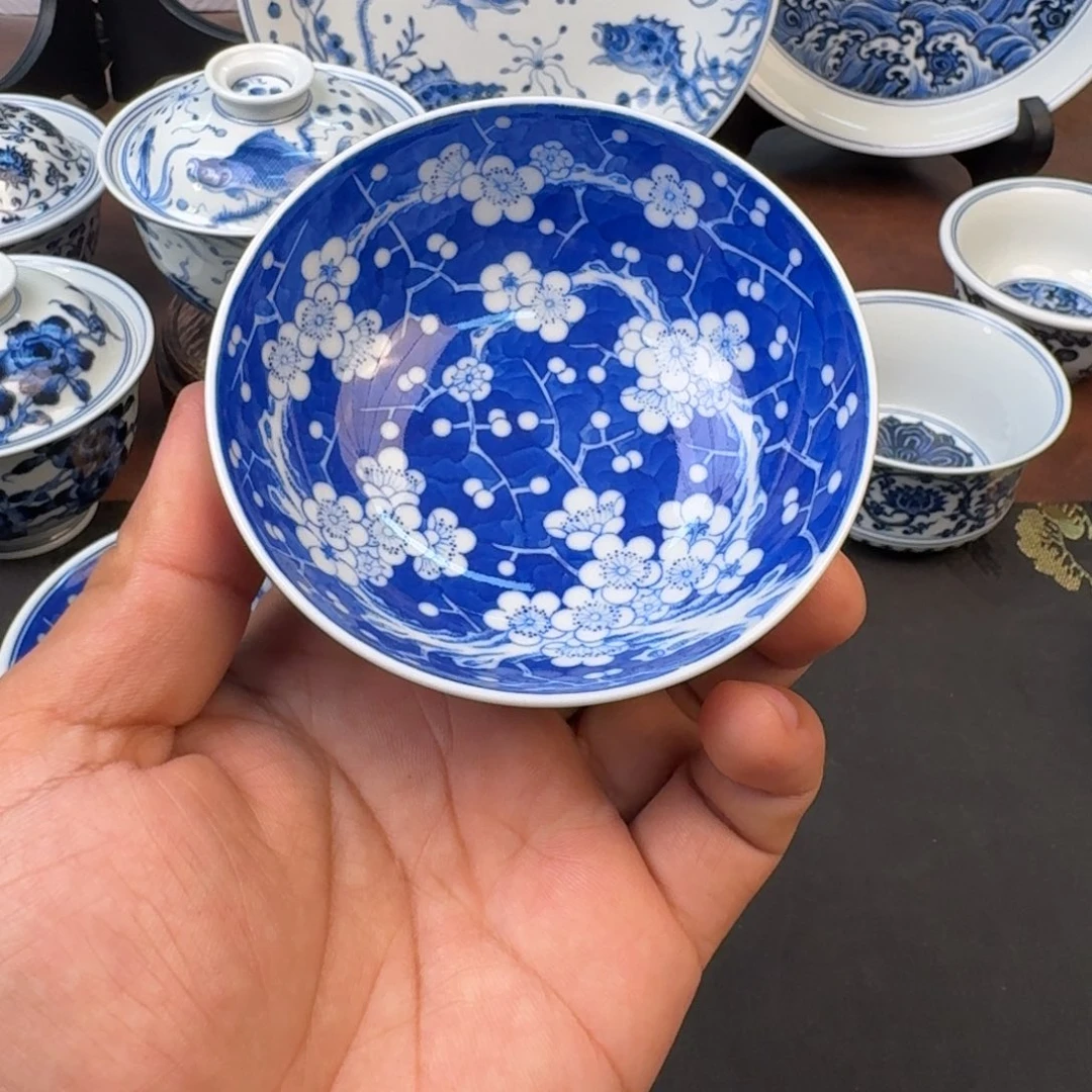 梧***雨摆件冰梅普洱杯手绘