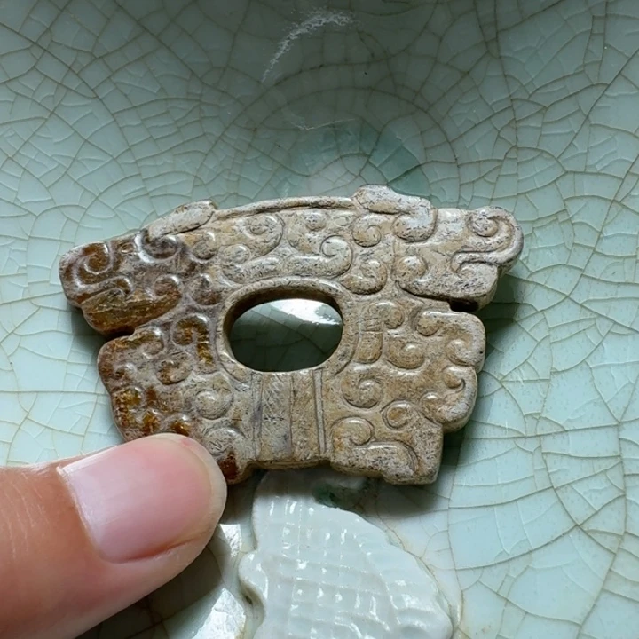 J***a瓷片双鱼青瓷开片大碗