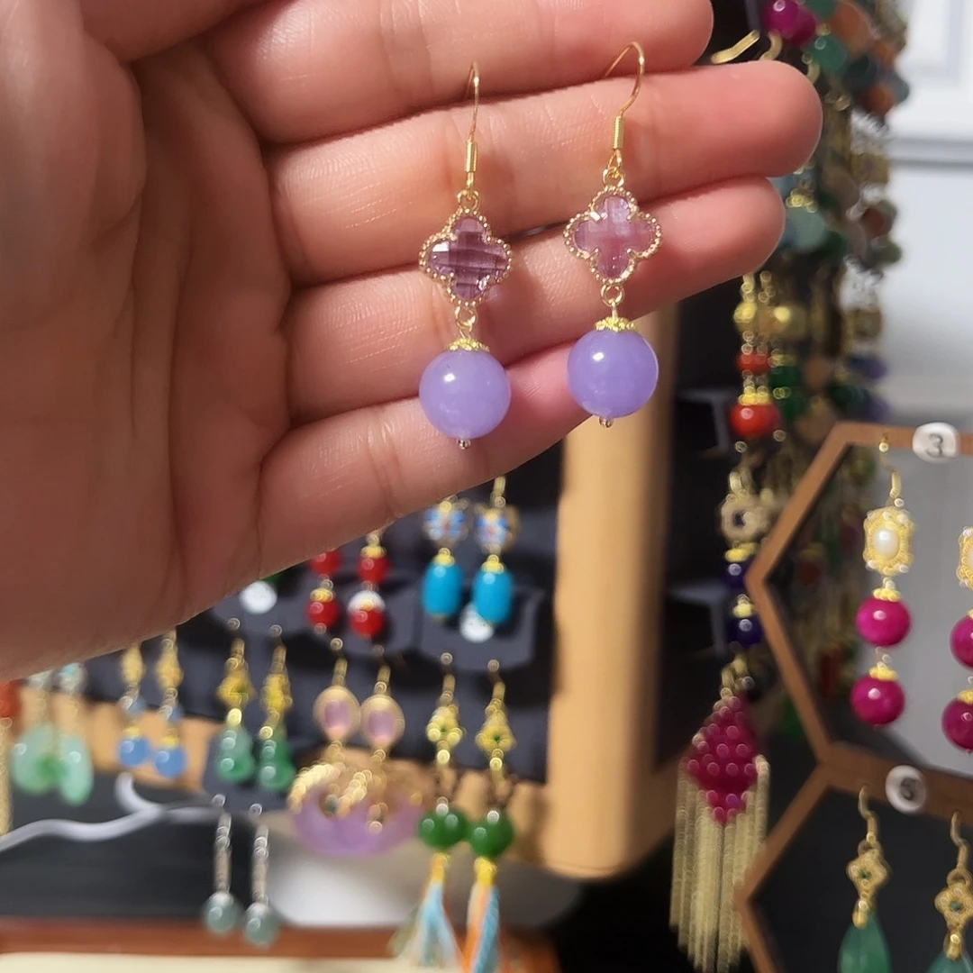 锆石纯铜925银耳饰