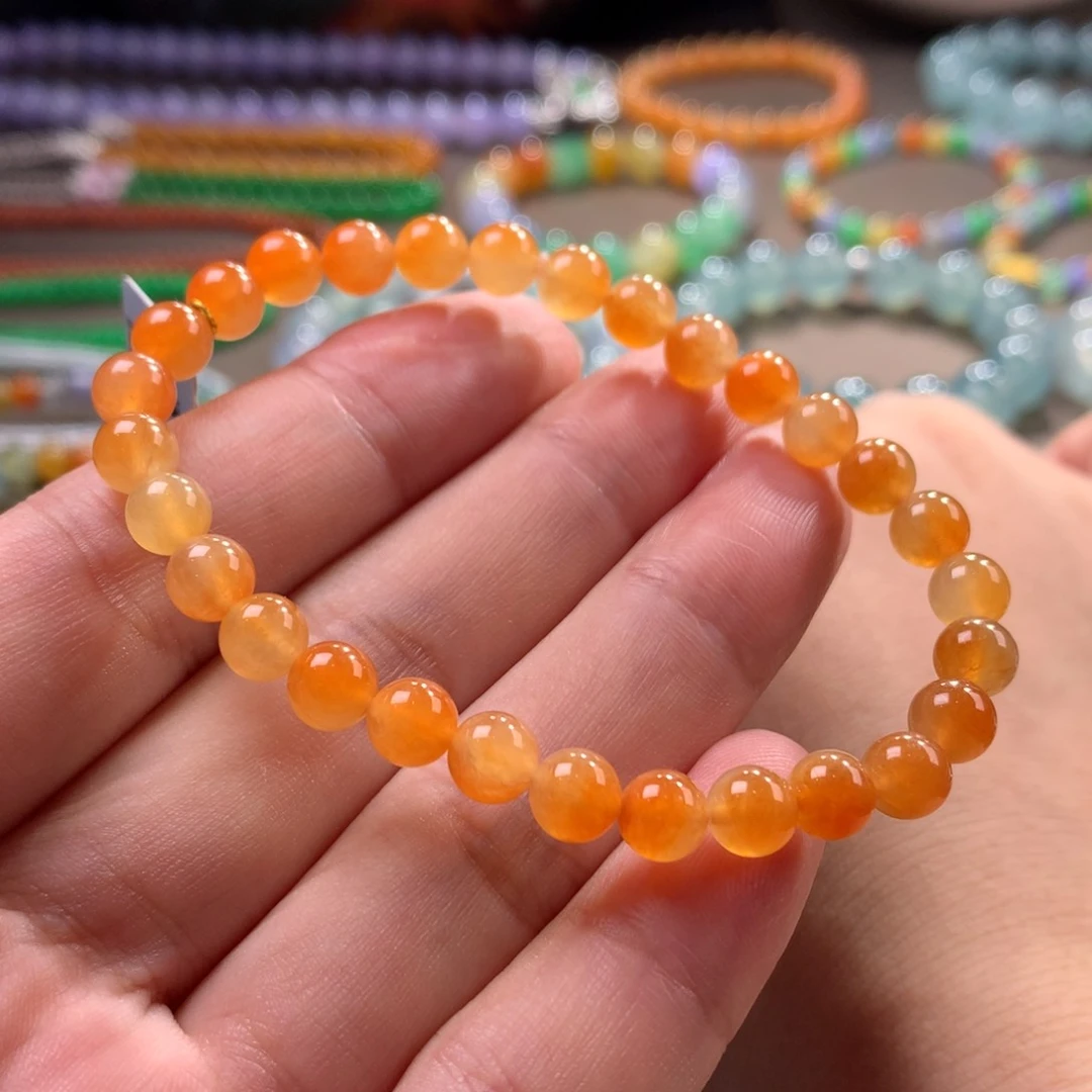 未镶嵌手链翡翠翡翠冰底西柚红卡6.10+