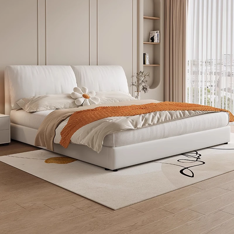 【小象耳朵齐边皮床】免洗大靠包简约双人床高端大气1.8米主卧床