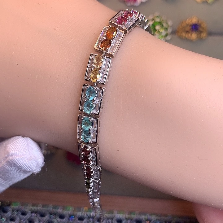 碧玺手链银S925镶嵌