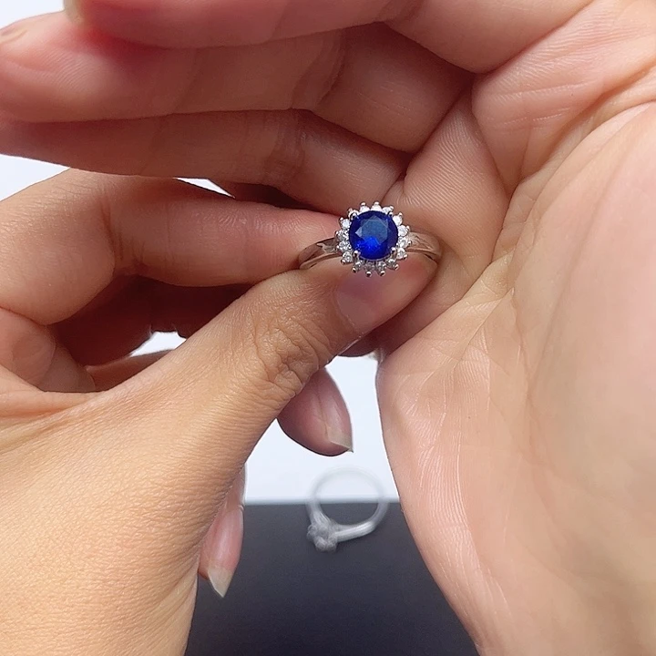 大理石纯铜蓝戒指9.9