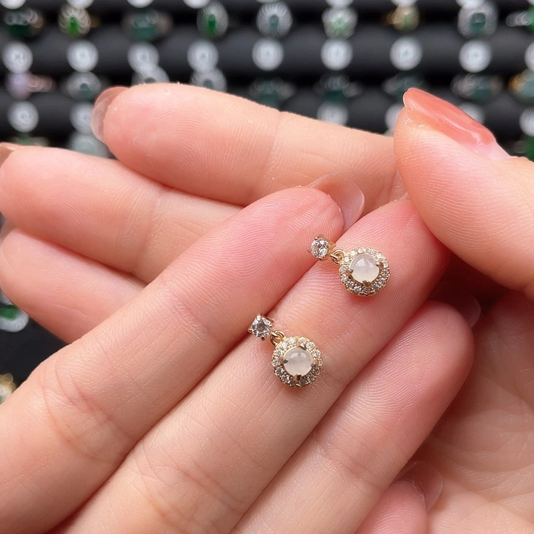 翡翠银S925镶嵌耳饰09999