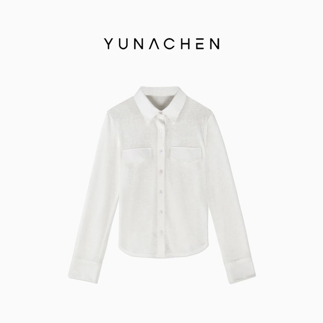菠萝宝宝yuna【素白简影】100棉简约百搭休闲气质长袖衬衫YI6