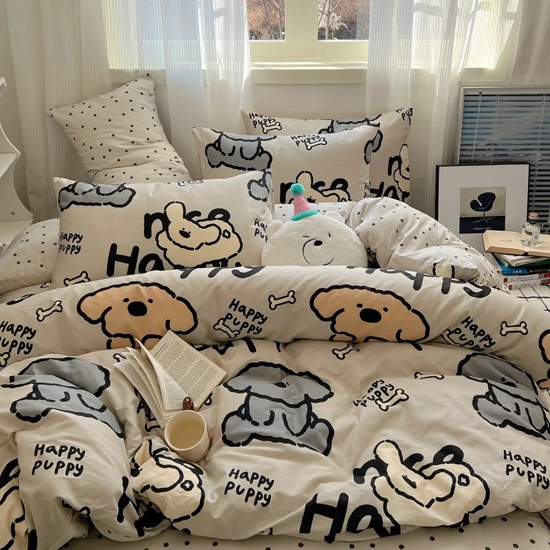 水星家纺适用学生三件套纯棉卡通100全棉软糯宿舍被套罩床单人床