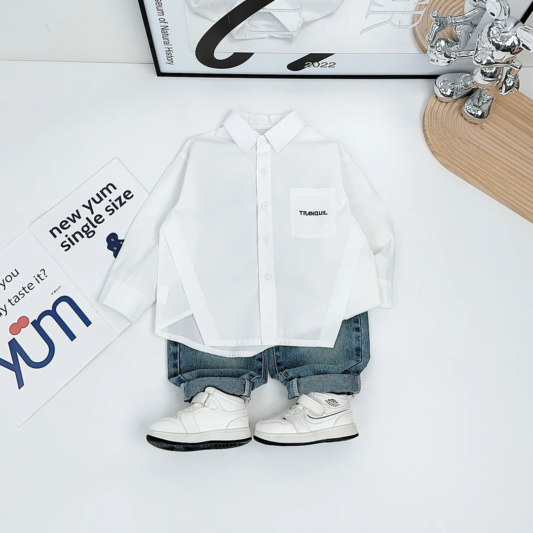 儿童衬衫长袖2025新款春装男童春秋上衣潮牌ZM25018 悠悠童话童装