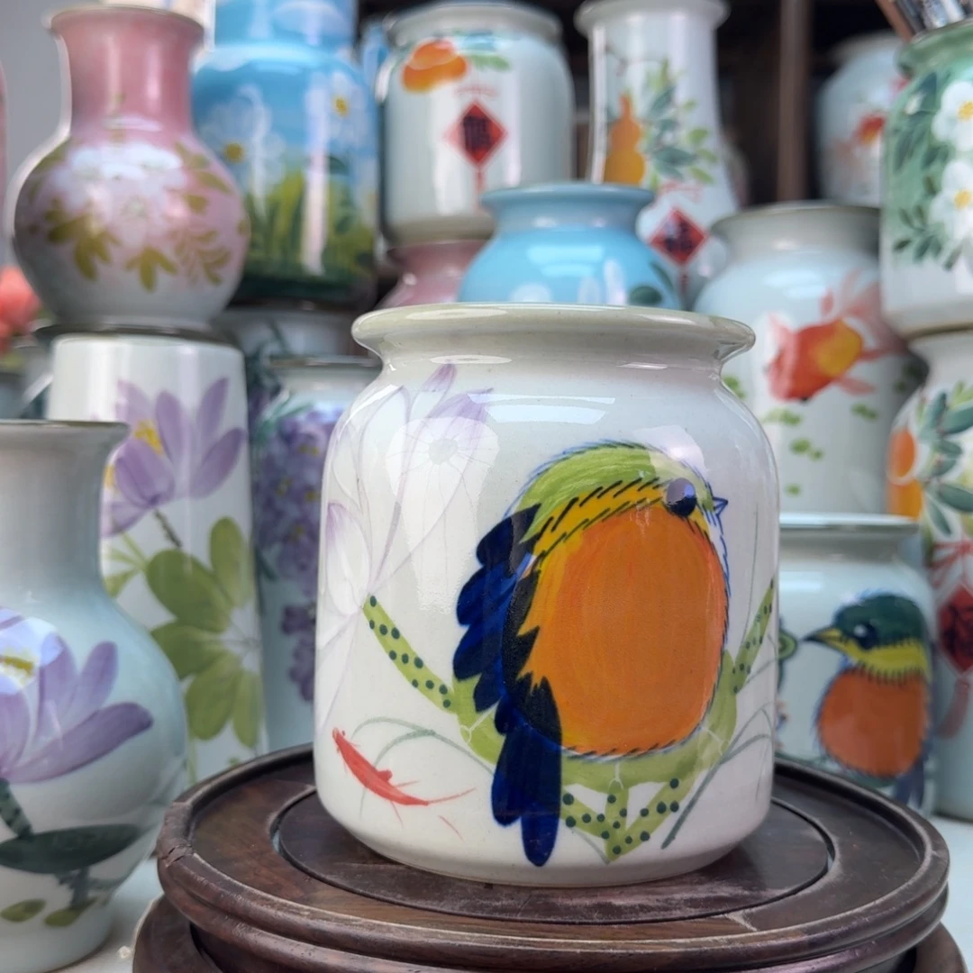 景德镇陶瓷手绘花瓶无孔