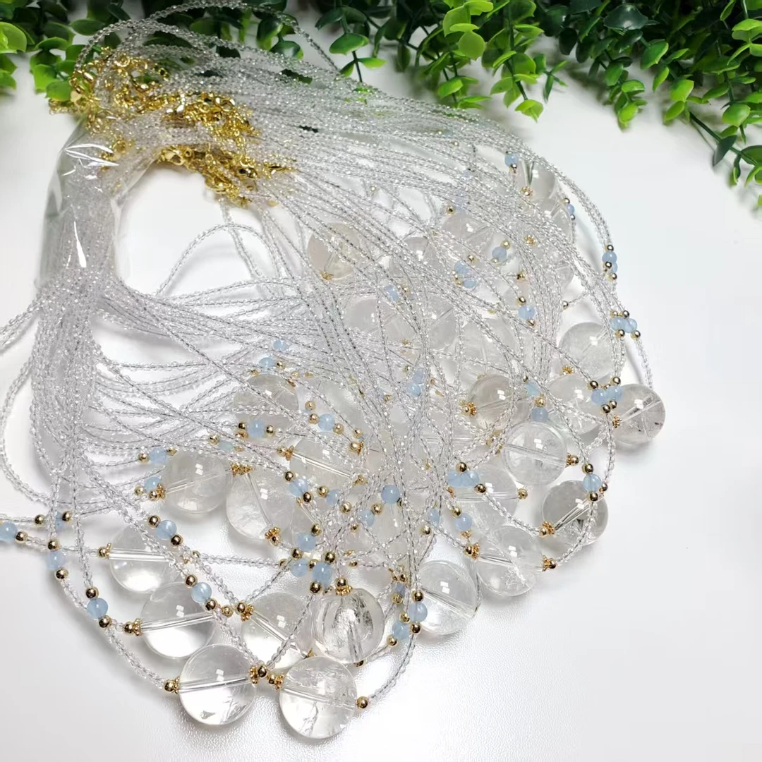 N588赵小姐】时尚百搭白水晶单珠项链多样式发其一