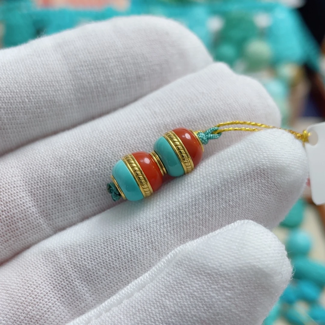 绿松石18K金镶嵌珠宝奇石