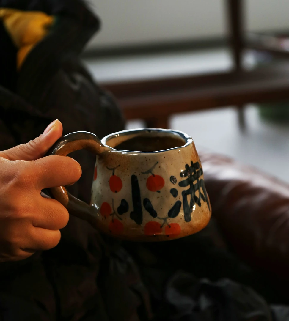 陶泥手捏手绘小满咖啡杯景德镇陶瓷釉下彩牛奶杯茶杯水杯复古风杯