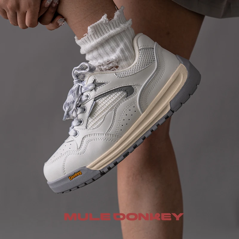 多嘴驴Donkey【星星面包鞋系列】轻便小白鞋运动厚底网面休闲板鞋