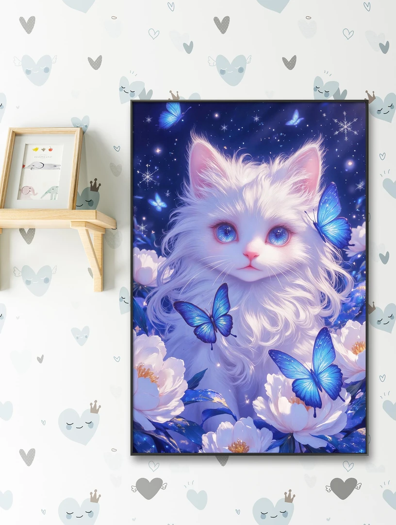 新疆长绒棉布，蓝灵绮梦100*70大格十字绣精准印花