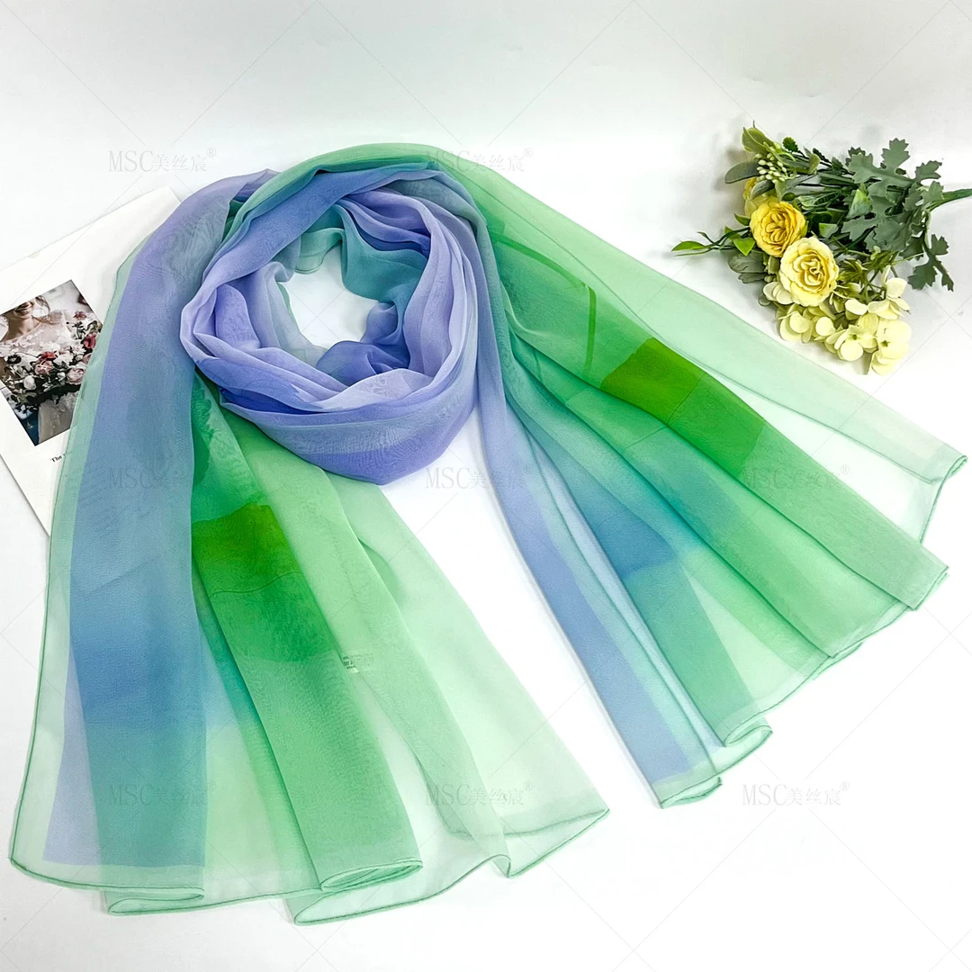 美丝宸【灵幻叶】时尚艳丽130*180大尺寸丝巾渐变飘逸沙滩披肩