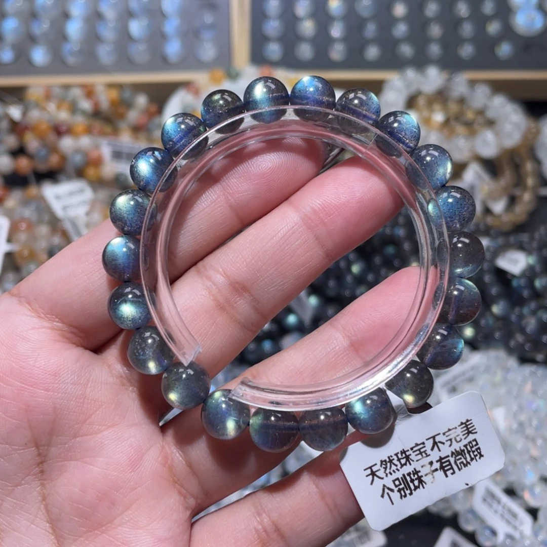 长石手链未镶嵌马岛黑体灰月光手链8.8mm