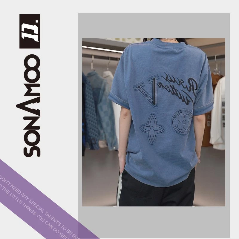 【乔乔专属】绣花春夏休闲圆领男装纯棉T恤轻奢半袖JSTE2208