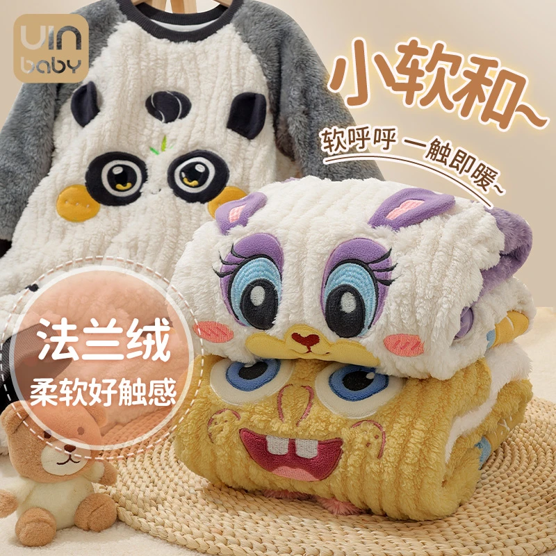 宝宝连体睡袍冬季法兰加绒连体衣男女中小童法兰绒睡袋家居服睡衣