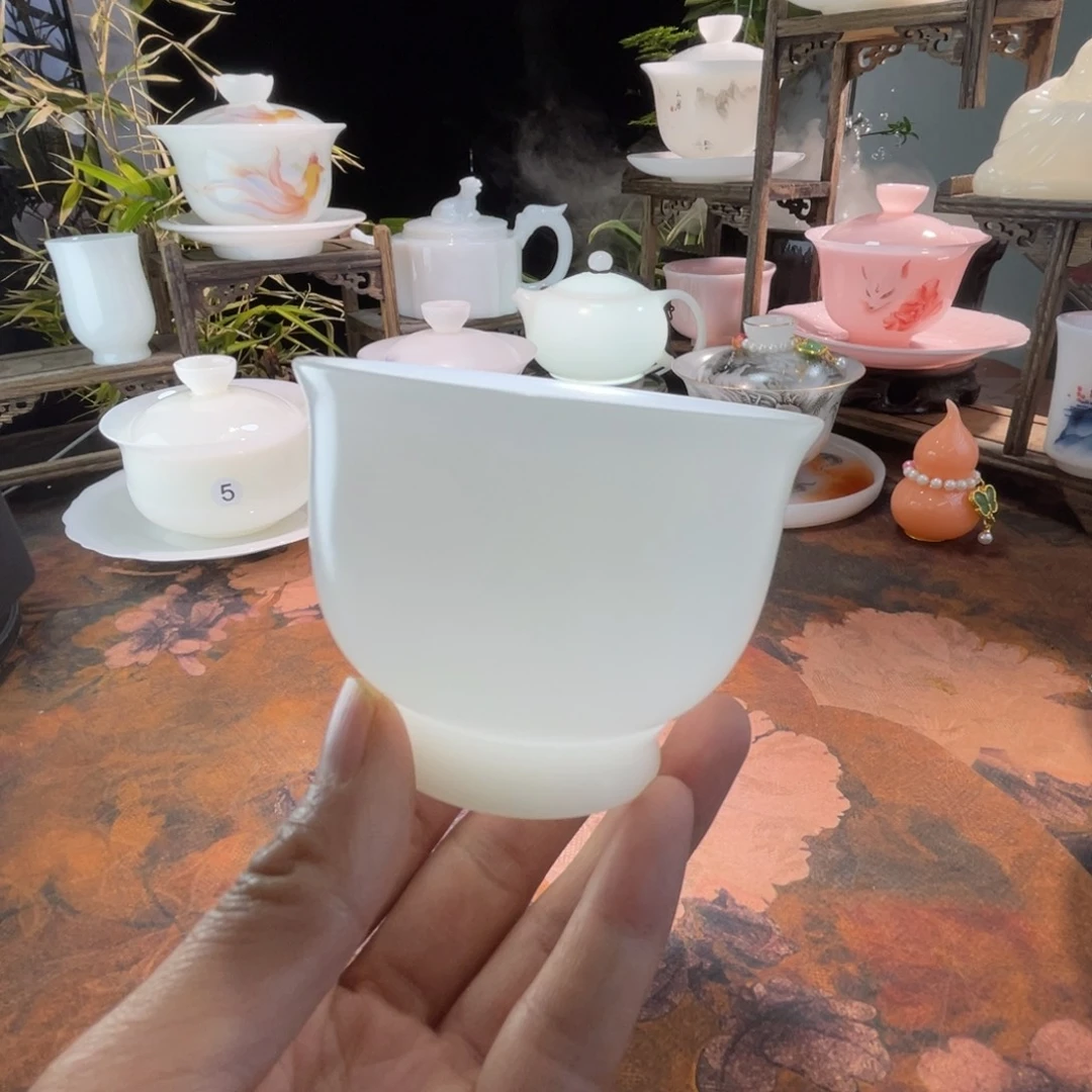 冰晶璞玉素烧玉兰压手杯120ml