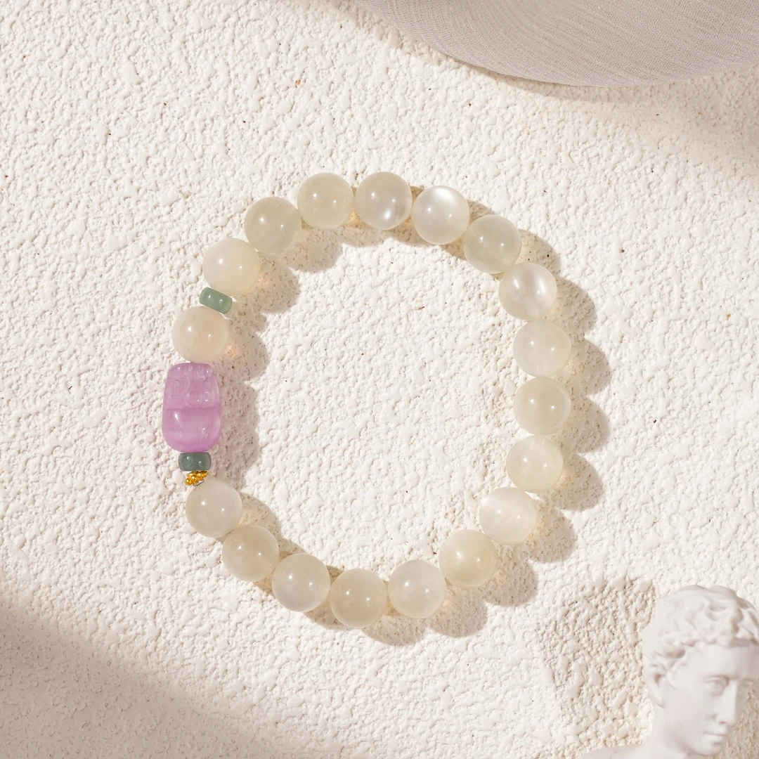 【万事无忧】白月光石手串（天然珠宝多样性发其一）