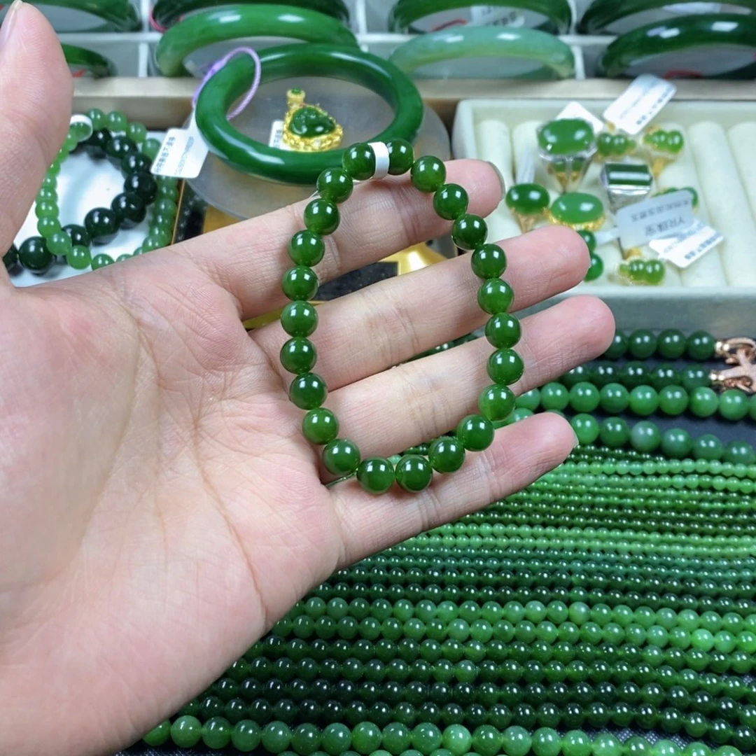 和田玉（碧玉）手串未镶嵌卡8