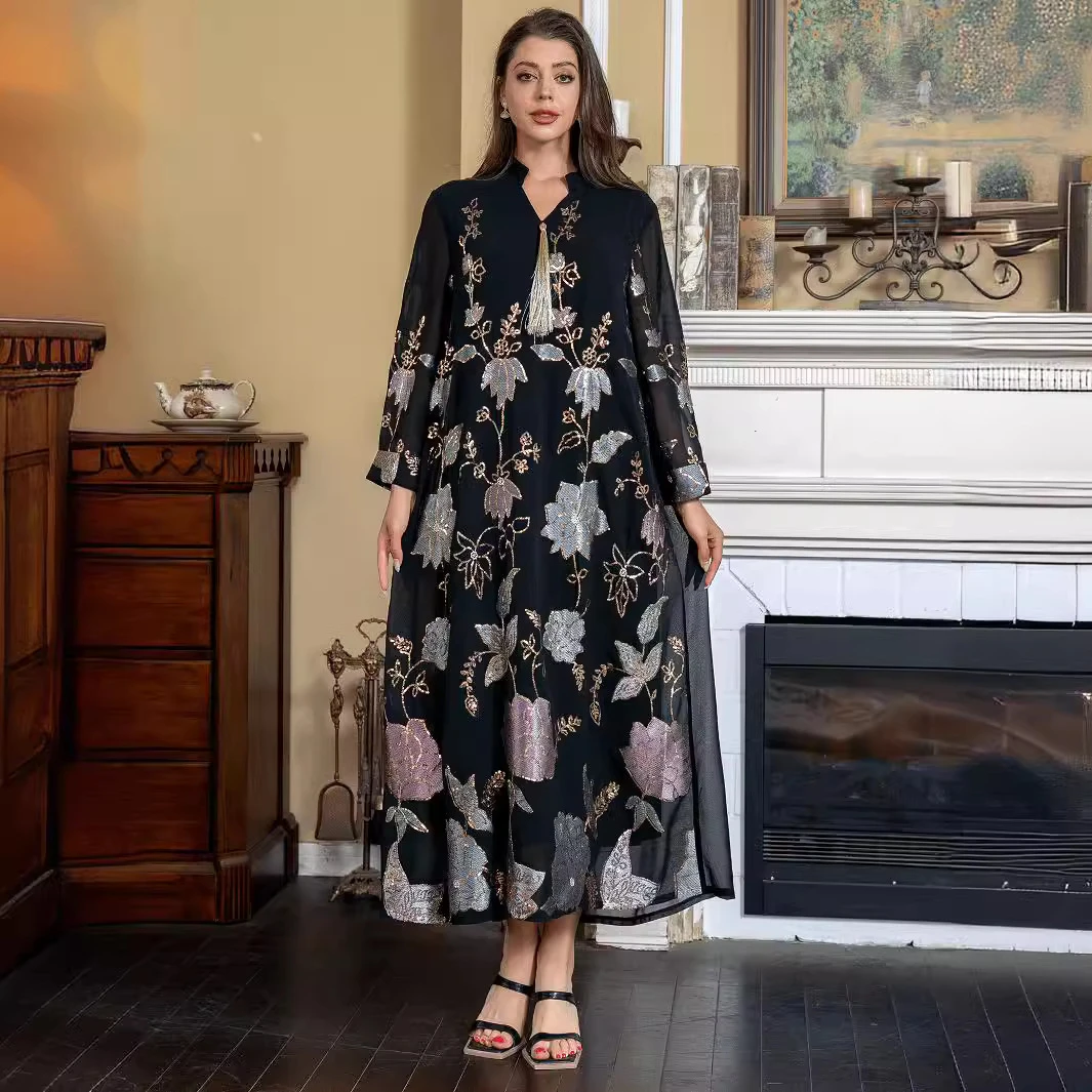 【zd018】时尚新款民族服饰蕾丝连衣裙显瘦礼服包邮进口气质时尚