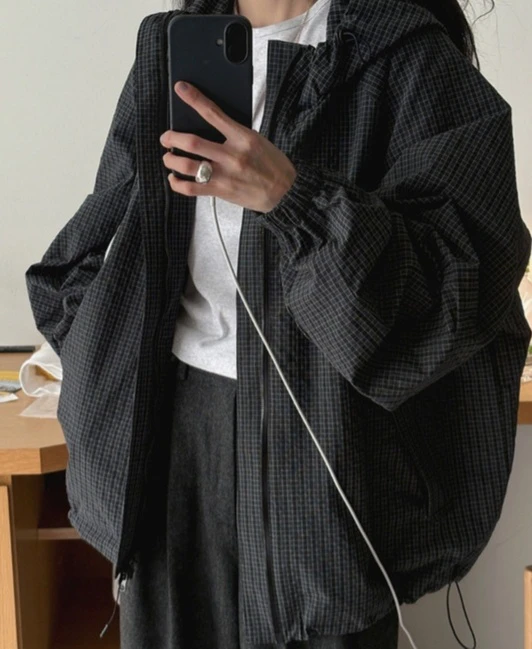 韩国chic连帽外套冲锋衣