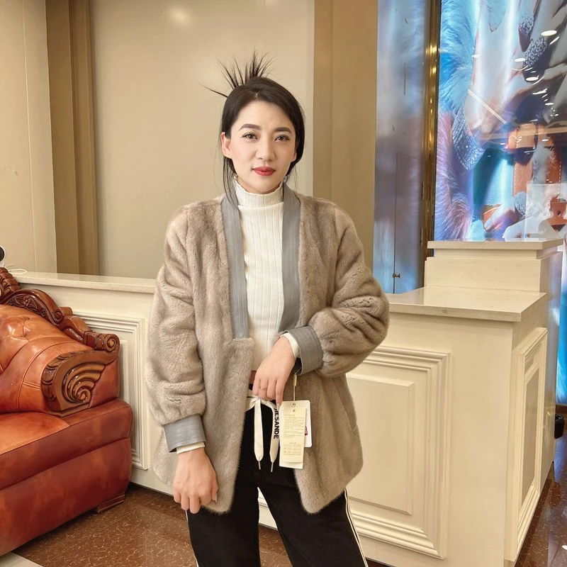 貂皮大衣孤品性价比高水貂皮草外套